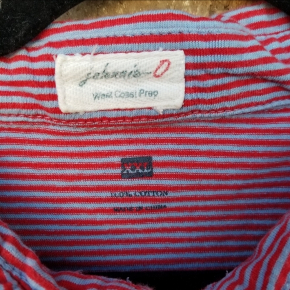 Johnnie O Polo BLUE/RED Striped Golf Shirt (Men XXL/2X) Short Sleeve Soft Cotton - Picture 9 of 10